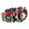 Bracelet mode luxe coloré fleur cristal perle bracelet à breloques pour les femmes à la main fête alliage bijoux filles