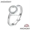 Pierścienie klastra anomokay fll cyrkon okrągły prosty palec dla kobiet szterling 925 geometryczny krążek krążkowy kropla dostarcza dh8hv