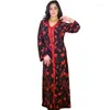 Abbigliamento etnico Medio Oriente Graceful Women Robe Abaya Arabia Saudita Abito Jalabiya Abito lungo da festa a maniche lunghe con stampa floreale 2023