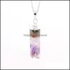 Pendant Necklaces Natural Geode Druzy Amethysts Stone Healing Crystal Quartz Reiki Citrine Cylinder Chain Necklacependant Drop Deliv Dh4Xt