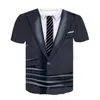 Camisetas masculinas 2023 3d Principd gentleman terno infantil menino menina unissex camise