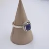 Cluster Rings Solid S925 Sterling Silver Women Ring Oval Lapis Lazuli Perfect Rope Style 12mmw US6-9