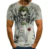 Herr t-skjortor clown skjorta män/kvinnor 3d tryckt terror korta ärmar mode runda hals t-shirts