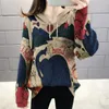 Women's Sweaters Knitted Hooded Sweater Women's Loose 2023 Autumn Dress Korean Coat Vintage Printing Outer Wear Top