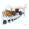 Makeup Brushes Drop 11pcs Cosmetics Tools Natural Bamboo Handle Eyeshadow Cosmetic Brush Set Blush Soft Kit With Delivery Health Bea Dhlok