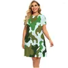 Sukienki plus size Wojskowe Kamuflaż Sukienki Kobiety Kobiety z krótkim rękawa