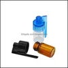 Tillbehör 51mm/36mm glasflaska snus Snorter Dispenser Portable Plastic Viage Pill Case Container Box With Spoon Mtiple Color 422 OTRZS
