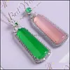 Pendant Necklaces 925Chalcedony Green Chalcedony Trapezoidal Brand Promotion Fortune Lucky Necklace Ornament Orpendant Drop Delivery Otjwe