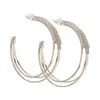 Hoopörhängen lyxigt temperament Set Rhinestone Stor cirkel Kvinnlig C-formade modeparty smycken tillbehör