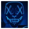 Masques de fête Dhs Halloween Masque Led Light Up Glowing Funny The Purge Election Year Festival Cosplay Costume Supplies Coser Face Drop Dhe4V