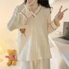 Vêtements de nuit pour femmes Style coréen femmes ensembles de pyjama printemps automne à manches longues ours imprimer vêtements de nuit lâche élégant pyjamas femme loisirs 2 pièces