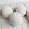 Oreiller sphérique rond de luxe en forme de boule de couleur unie en peluche douce pour canapé bureau taille repos jeter décor