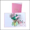 Gratulationskort Mothers Day Card 3D Popup Flowers F￶delsedag ￥rsjubileumsg￥vor Vykort F￤der Drop Delivery Home Garden Festive Party DHBGF