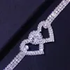 Fußkettchen Strass Herz Knöchel Armbänder Für Frauen Mädchen Kristall Tennis Fußkettchen Mehrreihige Fuß Schmuck Hip Hop Party Geschenke