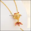 Pendentif Colliers Goldfish Collier Pour Femmes Homme Amoureux Poissons Bijoux De Fiançailles Sable Or Goutte Livraison Pendentifs Dhf02