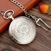 Pocket Watches Luxury Silver Gear Hollow Quartz Watch Chain Fob Arabic Numerals Display Antique Clock Gifts For Men Women