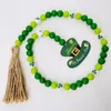 Ljuskrona Crystal Vintage Holly Garland Irish Festival Wood Beads St. 'S Day Green Hat Tassel Party DIY