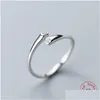 Cluster Rings S925 Sterling Sier Korean For Women Cubic Zirconia Ring Simple Adjustable Size Gift Accessories Drop Delivery Jewelry Dhz2M