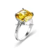 Bagues de cluster Anillos Yuzuk 925 Sterling Sier Jaune Rec Topaz Fiançailles Pour Femmes Femelle Luxe Fête Cadeau De Mariage Bijoux Drop de Dhgs0