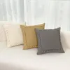Pillow Tassels Cover Grey Beige Khaki 30x50cm/45x45cm Boho Style For Sofa Bed Chair Living Room Bedroom