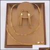 Boucles d'oreilles collier Dubai ensembles de bijoux de luxe pour femmes gland pendentif plaqué or Bracelet mode Mtichain accessoires de fête Drop D Otyzh