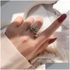 Cluster Ringe Tofflo Edelstahl Schmuck Kreative Linie Kunst Doppelkugel Ring für Frauen Mode BSA112 Drop Lieferung DHD0M