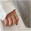 Clusterringen Woozu Real 925 Sterling Sier Luxury Double Zirkon Verstelbaar voor vrouwen Charmante huwelijksverjaardag Fine Jewelry Gifts Dhukf