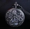 Pocket Watches 20st Free Ship Octopus Hollow Half Quartz Watch Steampunk Black med halsbandskedjan gåva för barn