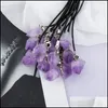 Arts And Crafts Natural Amethyst Crystal Pendant Love Gift Chakra Healing Reiki Mineral Quartz Energy Rough Stone Necklace Drop Deli Otes7