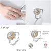 Cluster Ringe CZcity 925 Sterling Silber für Frauen Hochzeit Engagement Feinschmuck Mode Colorf Runde CZ Versprechen Anel Weihnachten Tropfen DHNK8