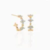 Boucles d'oreilles créoles fleur bleue femmes petits cerceaux ouverts Huggie pour filles bijoux de mariage délicats mignons