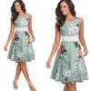 Vestidos casuais túnica pin up vintage femme retro chique de verão tanque de verão tampa de renda com renda de renda de renda de pão de polka de joelheira