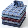 Men's Casual Shirts Cotton Plaid Shirt For Men Sanded Fabric Soft Long Sleeve Mens Regular Fit Checkered Leisure Business Classical