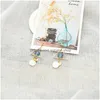 Dangle Chandelier Fashion Jewelry Geometry Triangle Natural Shell Bread Bead Glass Earring Drop Delivery Earrings Dhvn6