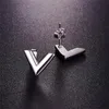 Stud Earrings Martick 316L Stainless Steel For Women Rose Gold-color Brand V Letter Triangle Cute Jewelry Gift E157
