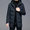 Men's Down Winter Mens Casual Jacket Hooded Coat Long Male 90% White Duck Clothes