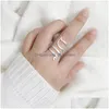 Cluster Rings Creative Simple Hollow Out Cat Opening Ring Fashion 3Color Metal Animal Accessories Cute Sweet Girl Party Jewelry Gift Dhzsb