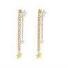 Boucles d'Oreilles Français Creux Étoiles Charmes Dangle Boucle D'oreille Titane Acier Plaqué Or Chaîne Cubaine Pour Femmes Bijoux À La Mode GiftStud