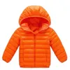 소년 소녀 겨울 코트 울트라 가벼운 다운 재킷 키즈 후드 아우터웨어 가벼운 탑 옷 100-160cmyear