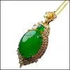 Pendentif Colliers Comme Calcédoine Collier Jade Nouilles Aux Oeufs Platine Rose Or Cou Accessoires Femelle Vert Livpendant Drop Livrer Otq9W