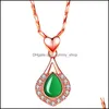 Pendant Necklaces Green Water Drop Necklace Ladies Sexy Clavicle Fashion Jewelry Friends Gift Party Chrysoprase Delivery Pendants Dh2E8