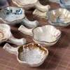 Piatti Piatto in porcellana giapponese sottosmalto colore prugna a forma di aceto immerso con manico multifunzionale A