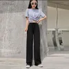 Calça feminina 2023 plus size coreana versão de moda feminina feminina mulher de cintura alta casual roupas de perna larga pantalones de mujer