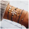 سلسلة Bracelets سلسلة بوهيميا 5pcs/مجموعات الحب القمر للنساء حبة الذهب نجمة صافية الحجر الكريستال الحبل الحبل ملحقات المجوهرات