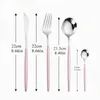 Dinnerware Sets Pink Silver Cutlery Set Stainless Steel Western Fork Spoon Knive 4Pcs Kitchen Tableware Eco Friendly Flatware