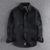 Casual shirts voor heren retro katoenen vracht mannen loszagige flodderige mouw jas streetwear dichtheid vintage kleding