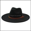 Szerokie brzegi czapki duże fedora kapelusz dla kobiet mężczyzn fedorowie męska wielka czapka kobieta mężczyzna Jazz Panama Caps 2021 Autumn Winter Holesa Dhit1