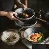 Tigelas japonesas conjuntos de mesa criativos de tabela comercial chap￩u de bambu de cer￢mica casa grande ramen macarr￣o de arroz sopa entrega de gota home dhqxk