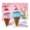 Giocattoli per cani Mastica Animali Cartone animato Cigolante farcito Giocattolo per animali Simpatico puzzle di peluche per cani Cat Chew Squeaker Squeaky Ice Cream Drop Deliv Dh4V2