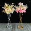 Party Decoration Upcale Wedding Flower Vases Gold/ White Metal Road Lead Stand Tabell Centerpiece Flowers Rack